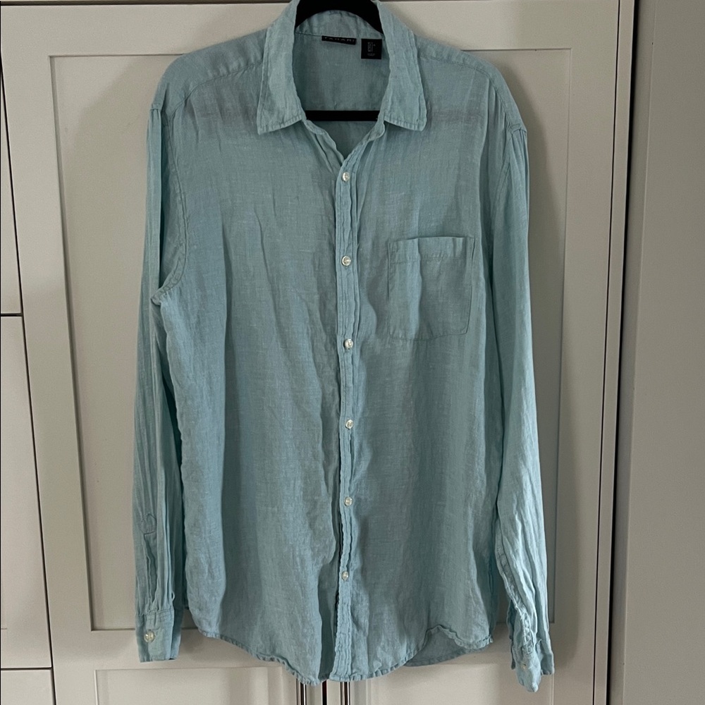 Tahari Men's Sky Blue Casual Button Down Shirt